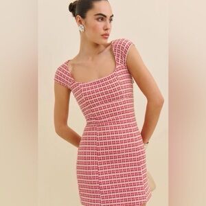 Reformation Red Checkered Mini Dress